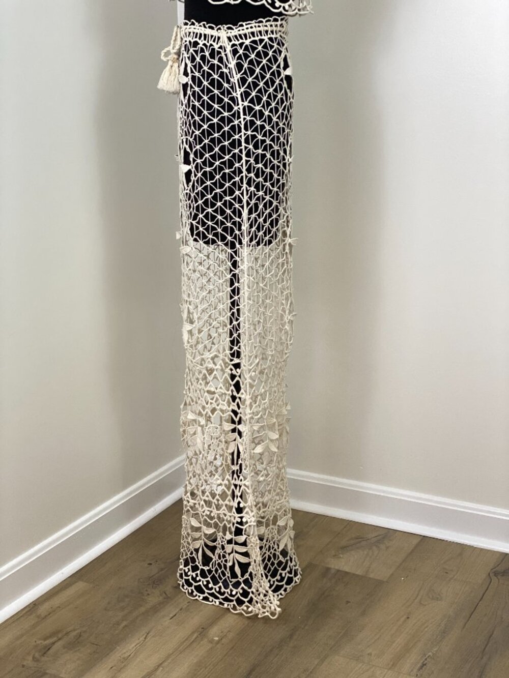 For Love & Lemons St Tropez Crochet Top Maxi Skirt Set Ivory XS - Picture 9 of 16